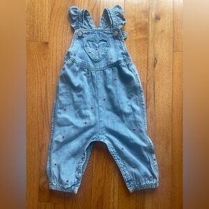 Baby gap girls denim Heart valentines Overalls